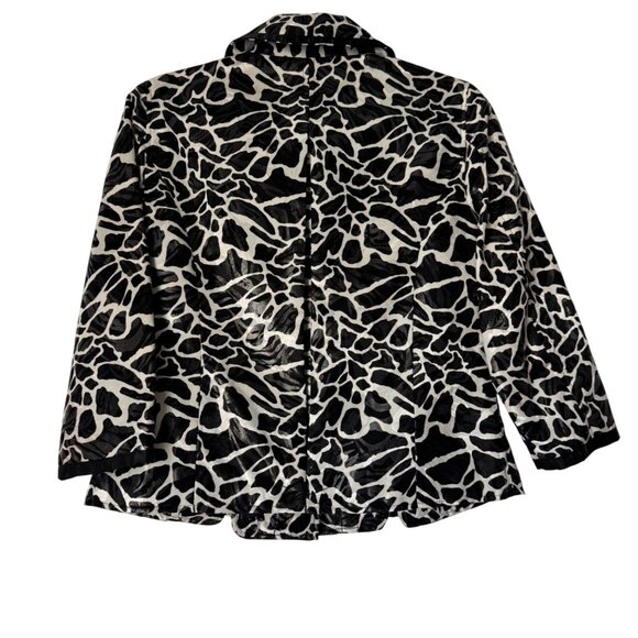 Chico's Black White Animal Print Women's Blazer Jacket, Size 0 (US S) - Picture 2 of 8